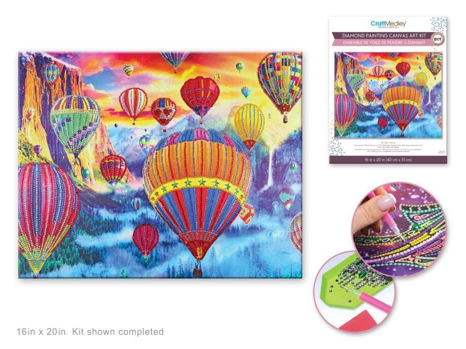 16"x 20" Hot Air Balloons Diamond Art Kit by Craft Medley
