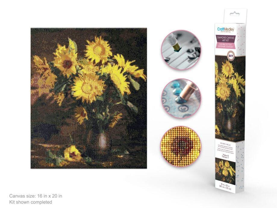 15.8"x 19.7" Sunflowers Diamond Art Kit by Craft Medley