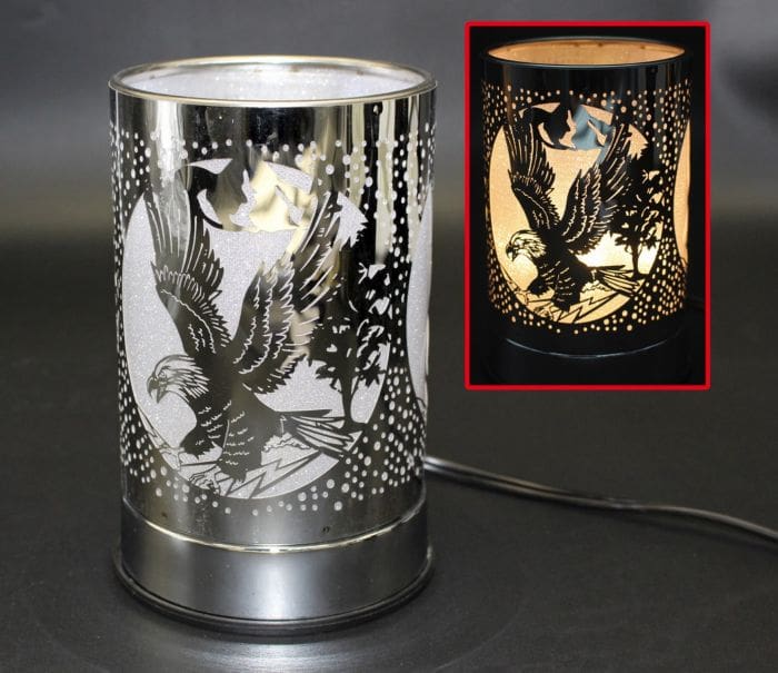 7" Silver Eagle Design Touch Sensor Light with Scented Wax Glass Holder