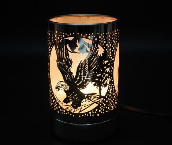 7" Silver Eagle Design Touch Sensor Light with Scented Wax Glass Holder
