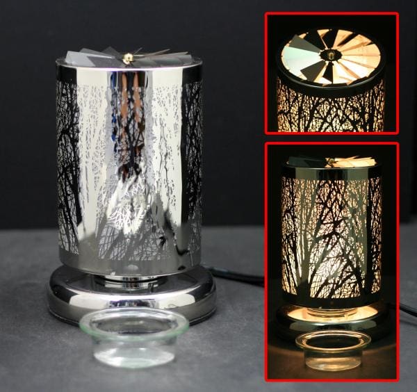 7.5" Silver Forest Carousel Touch Sensor Light with Scented Wax Glass Holder