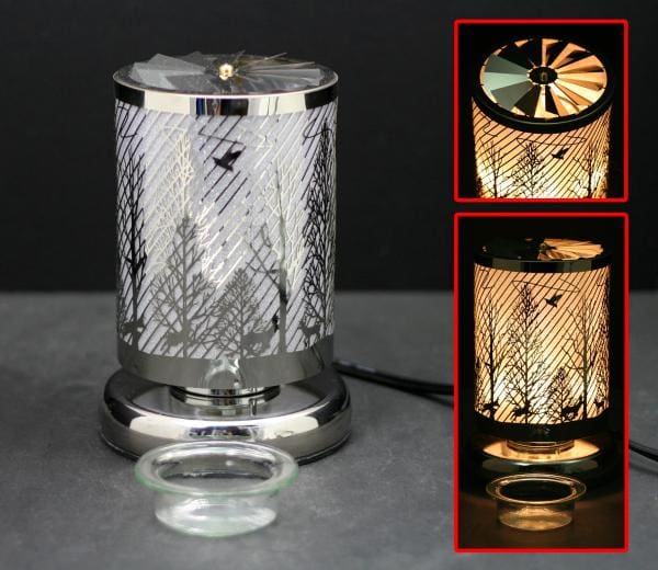 7.5" Silver Ravine Carousel Touch Sensor Light with Scented Wax Glass Holder