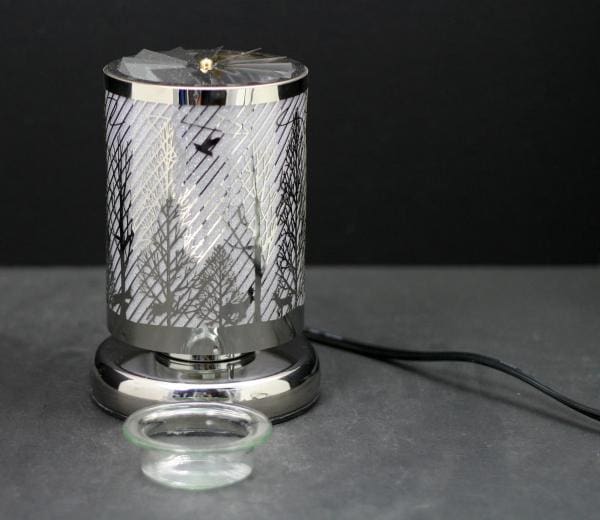 7.5" Silver Ravine Carousel Touch Sensor Light with Scented Wax Glass Holder