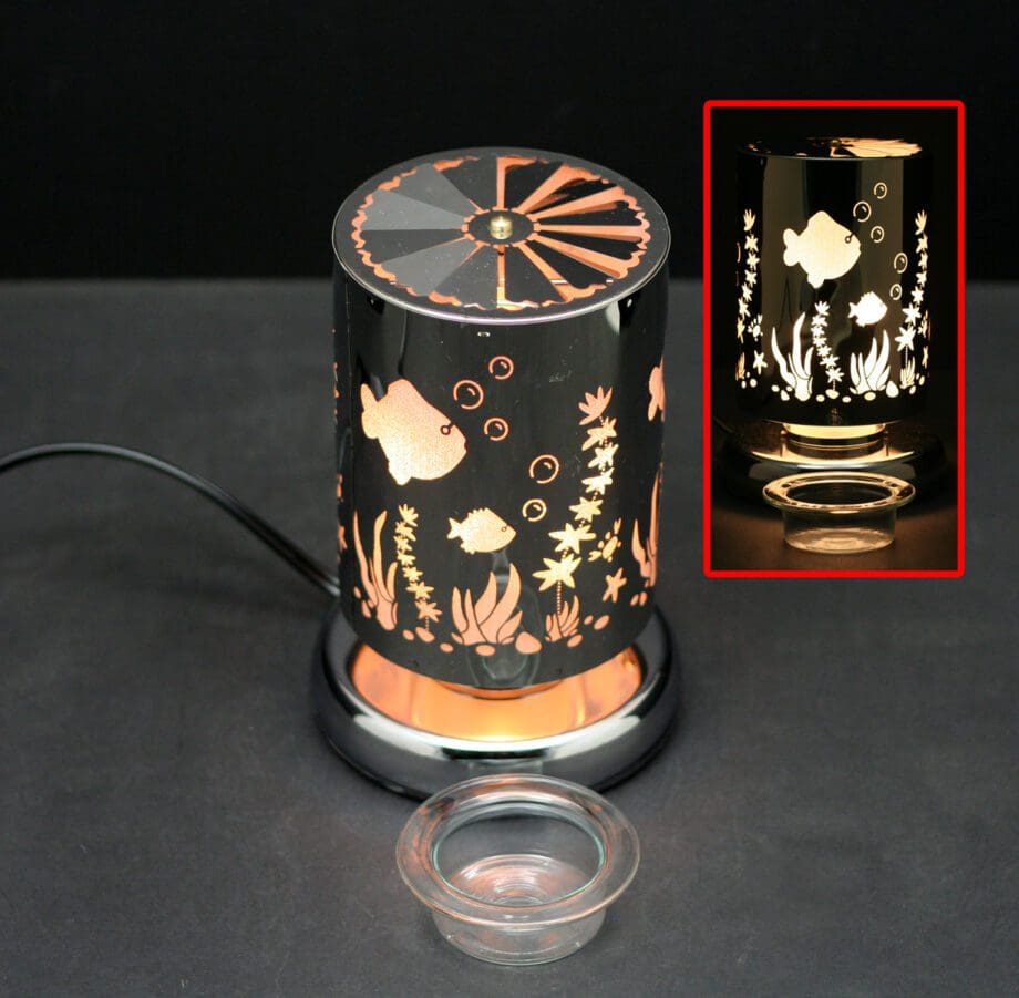 7.5" Silver Animals Carousel Touch Sensor Light with Scented Wax Glass Holder