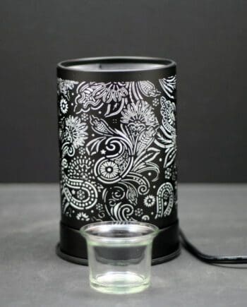 7.5" Secret Garden Black Style Aluminum Touch Sensor Lamp with Scented Wax Glass Holder