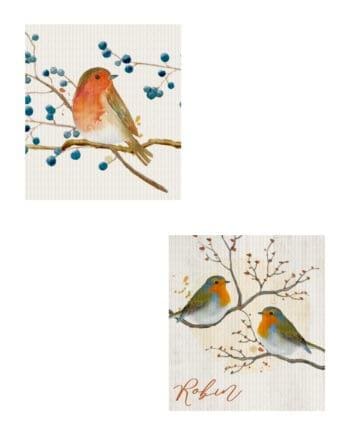 7.6" x 6.7" Robin Reusable Dishcloths Set of 2