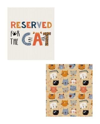 7.6" x 6.7" Cat Reusable Dishcloths Set of 2