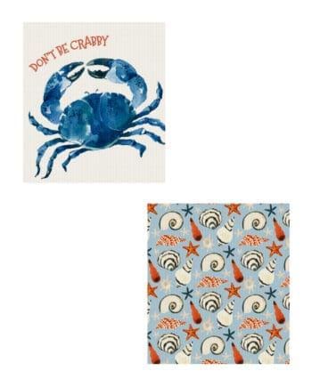 7.6" x 6.7" Don't Be Crabby Reusable Dishcloths Set of 2