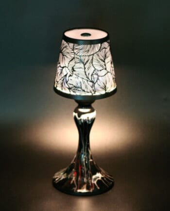 11" LED Black Leaves Design Table Touch Lamp