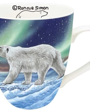 Ocean's Edge polar Bear walking 18 ounce mug by Indigenous artist Ronnie Simons