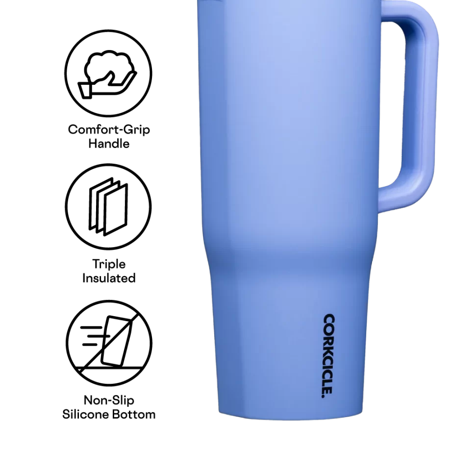 Corkcicle 40oz Cruiser Periwinkle Tumbler with Handle and Straw