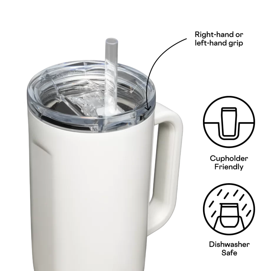 Corkcicle 40oz Cruiser Oat Milk Tumbler with Handle and Straw