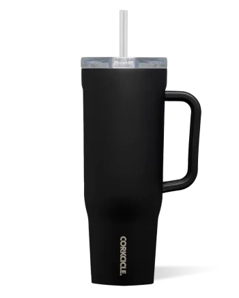 Corkcicle 40oz Cruiser Matte Black Tumbler with Handle and Straw