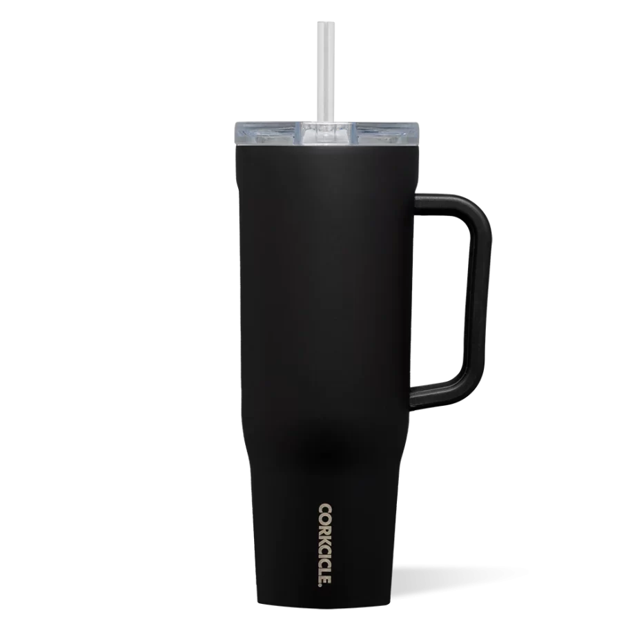 Corkcicle 40oz Cruiser Matte Black Tumbler with Handle and Straw