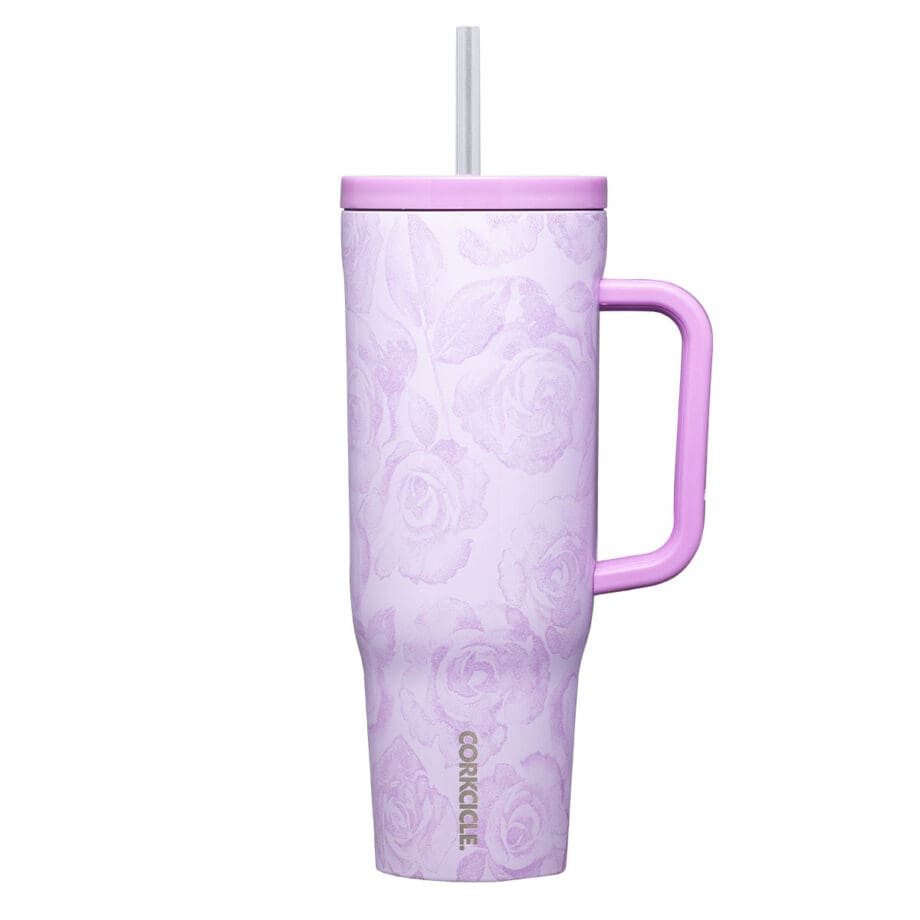 Corkcicle 40oz Cruiser Forget Me Not Tumbler with Handle and Straw