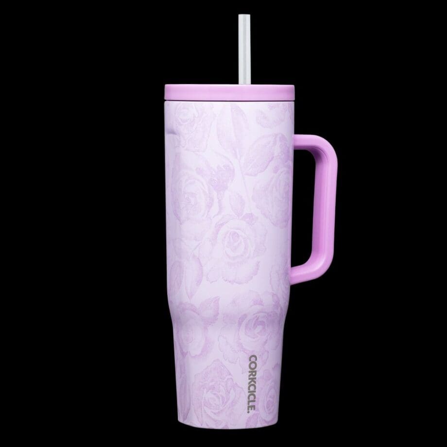 Corkcicle 40oz Cruiser Forget Me Not Tumbler with Handle and Straw