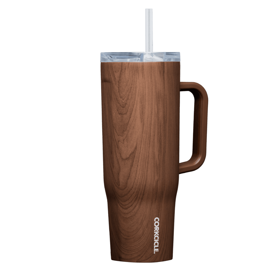 Corkcicle 40oz Cruiser Walnut Wood Tumbler with Handle and Straw