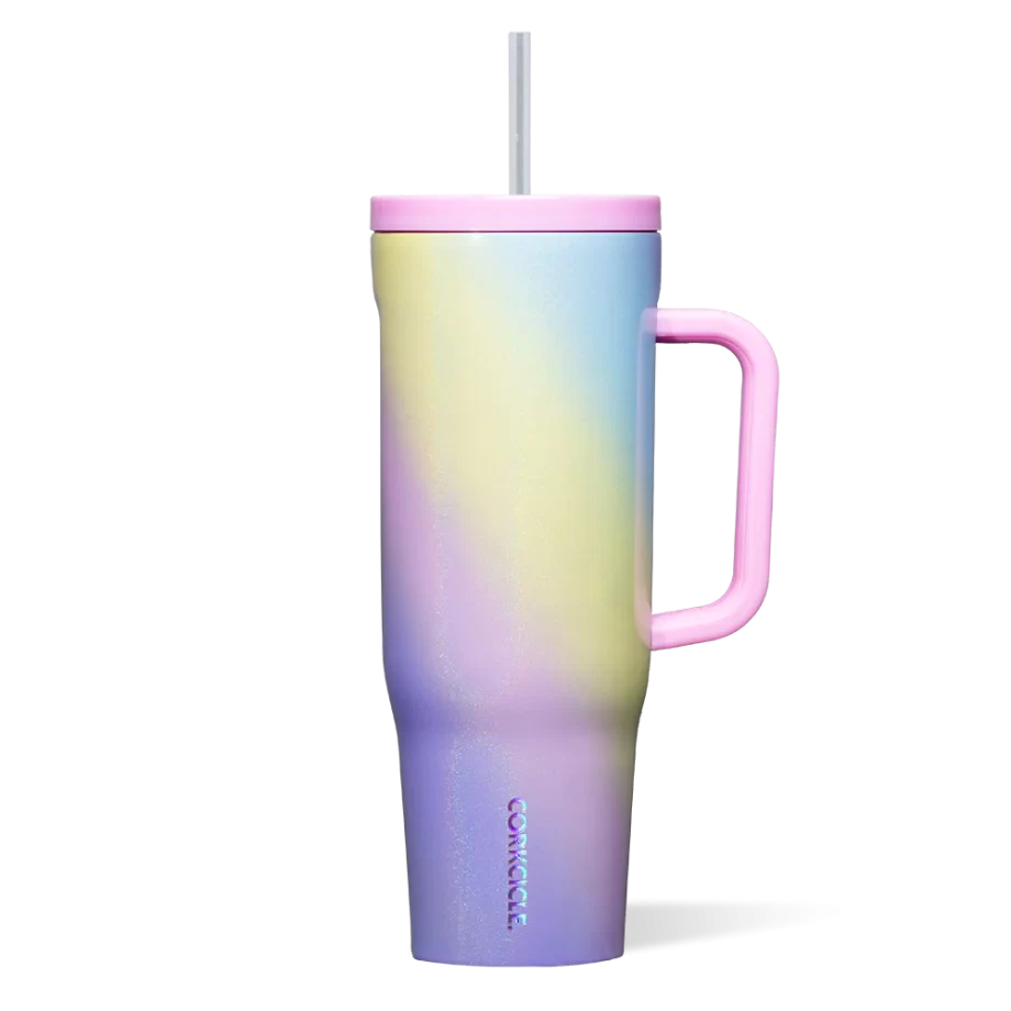 Corkcicle 40oz Cruiser Rainbow Unicorn Tumbler with Handle and Straw