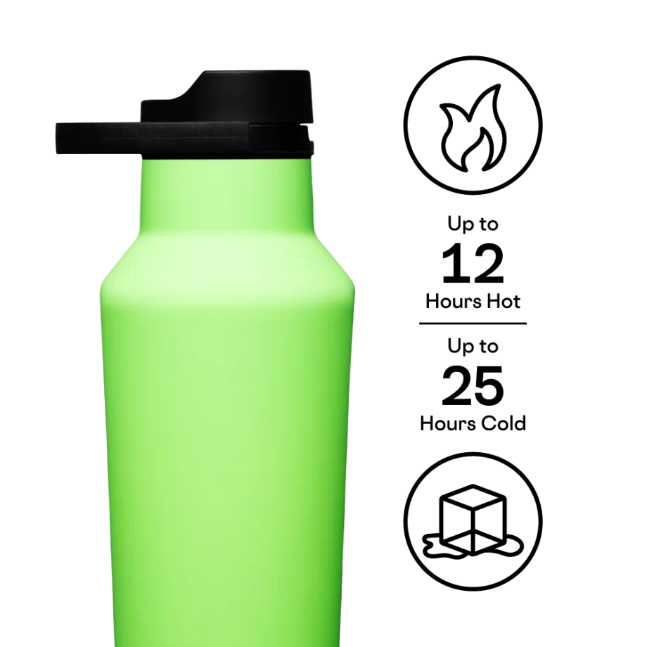 Corkcicle 20 oz Sport Canteen Margarita Lime Green Water Bottle with quick sip cap