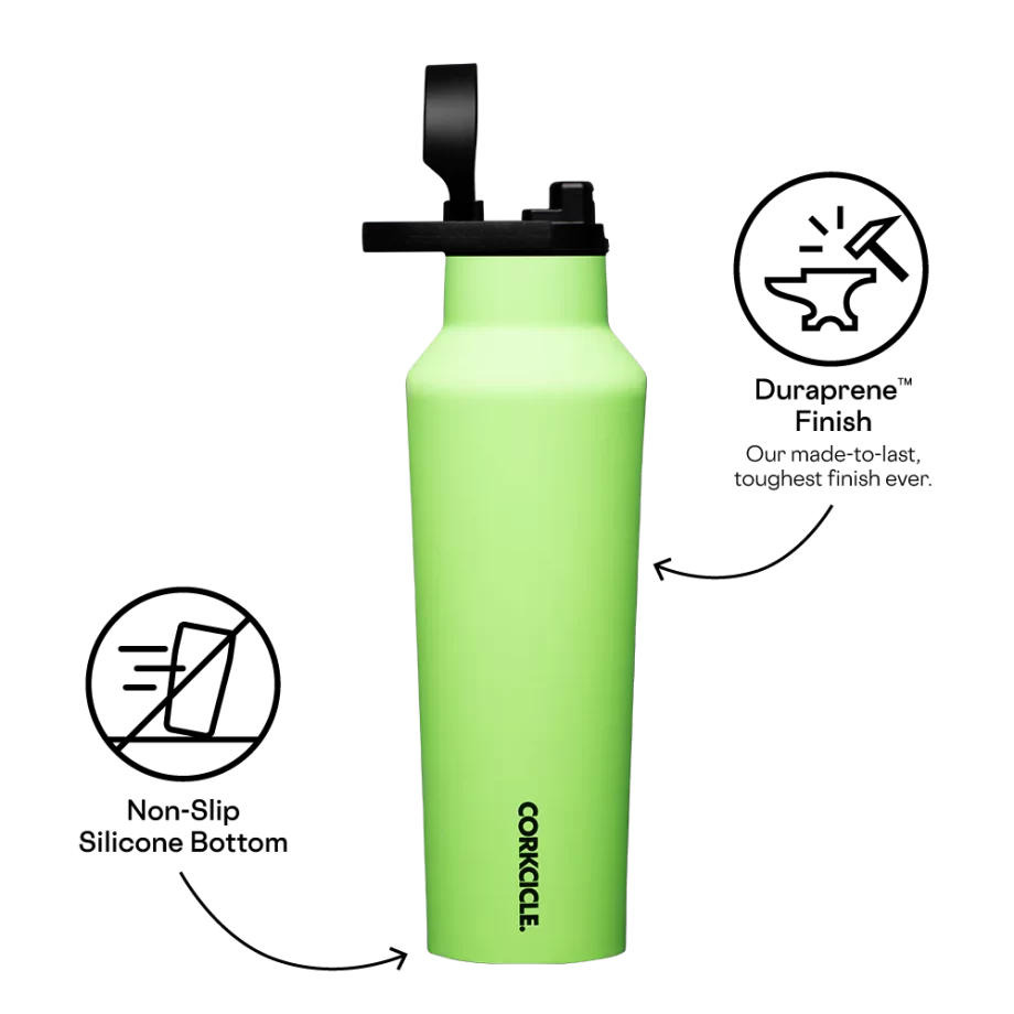 Corkcicle 20 oz Sport Canteen Margarita Lime Green Water Bottle with quick sip cap