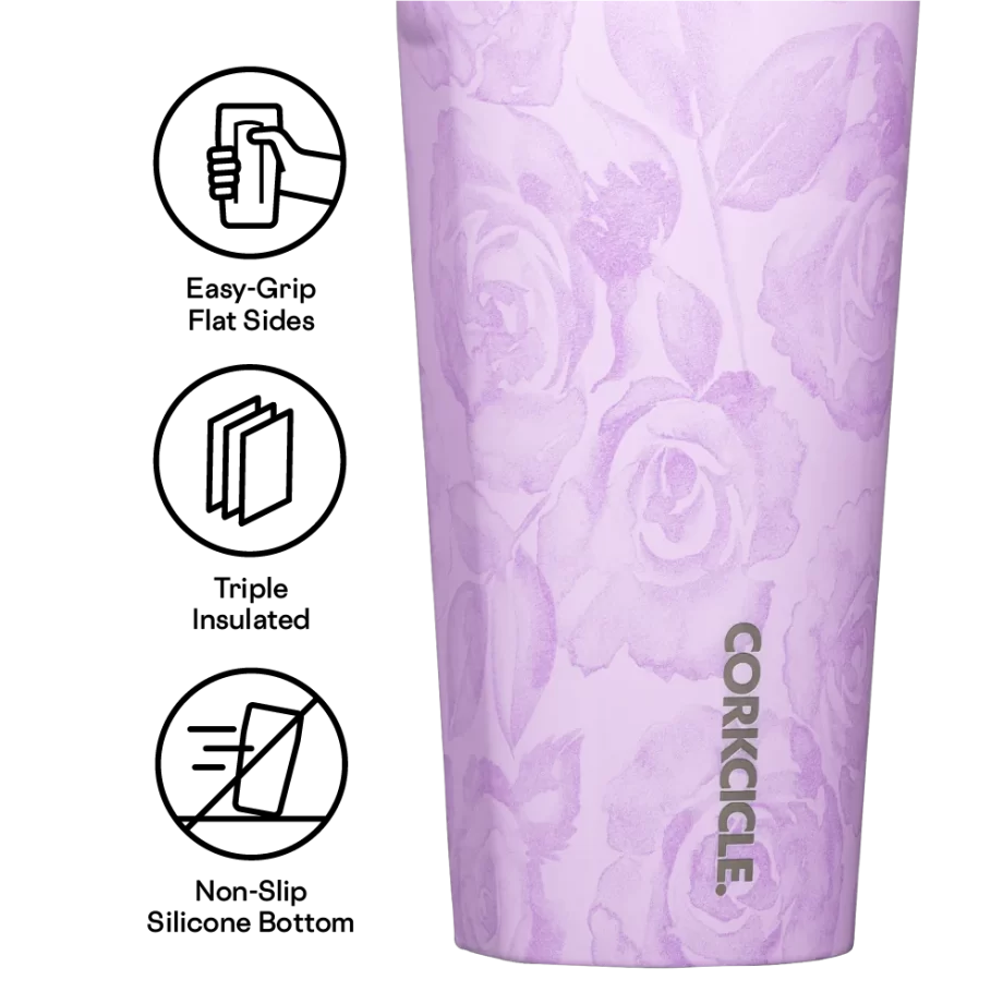 Corkcicle 16 oz Tumbler Forget Me Not Pink with sliding & shatterproof Lid