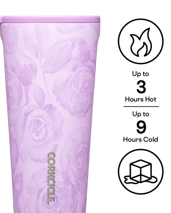 Corkcicle 16 oz Tumbler Forget Me Not Pink with sliding & shatterproof Lid