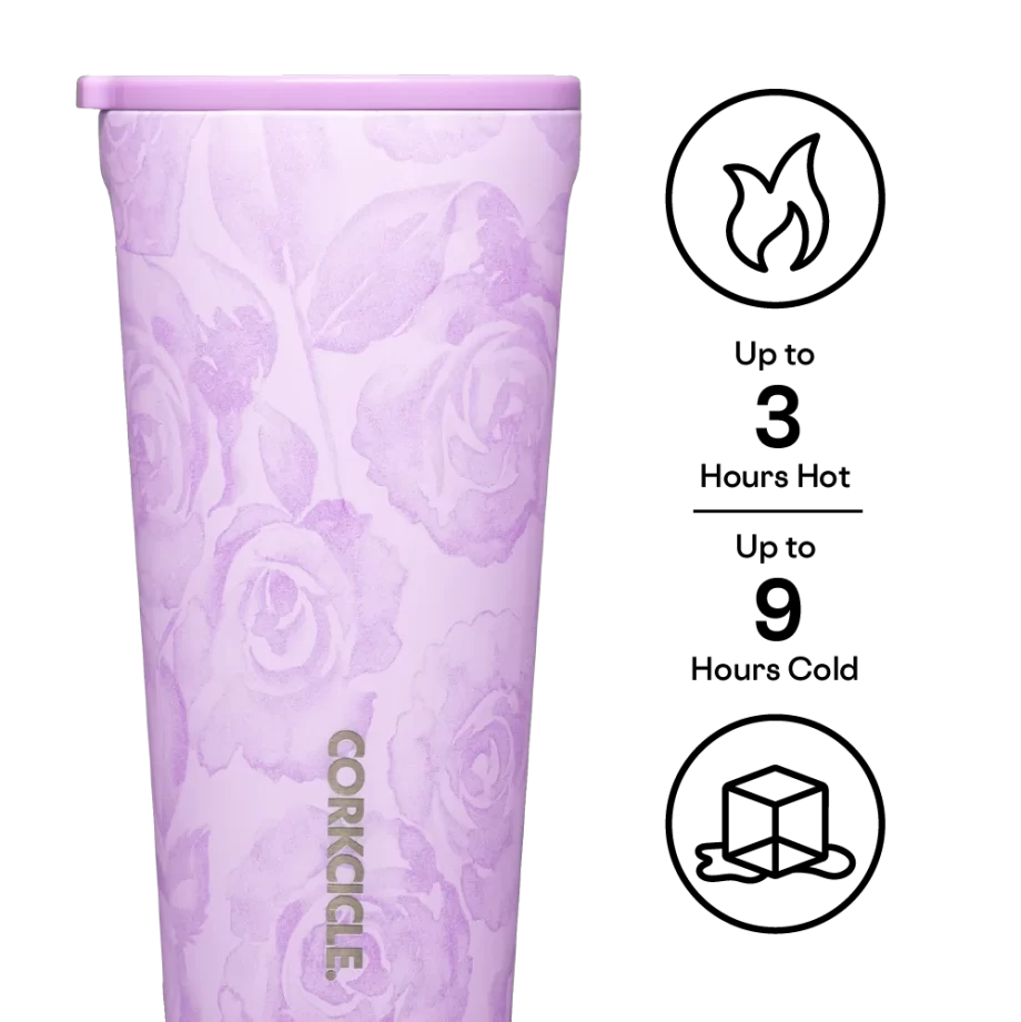 Corkcicle 16 oz Tumbler Forget Me Not Pink with sliding & shatterproof Lid