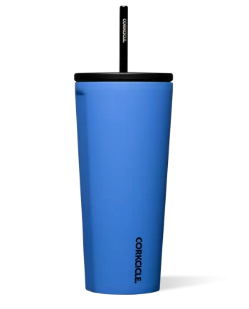 Corkcicle 24 oz Cold Cup Pacific Blue tumbler with straw