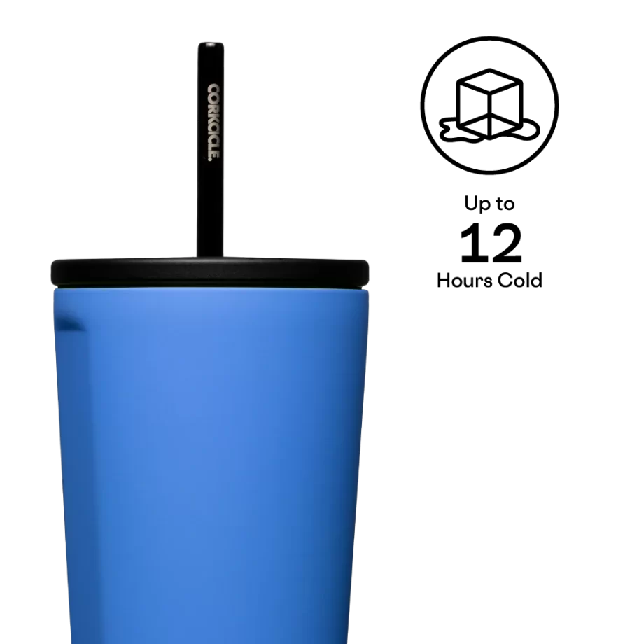 Corkcicle 24 oz Cold Cup Pacific Blue tumbler with straw