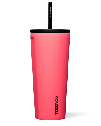 Corkcicle 24 oz Cold Cup Paradise Punch Tumbler with straw