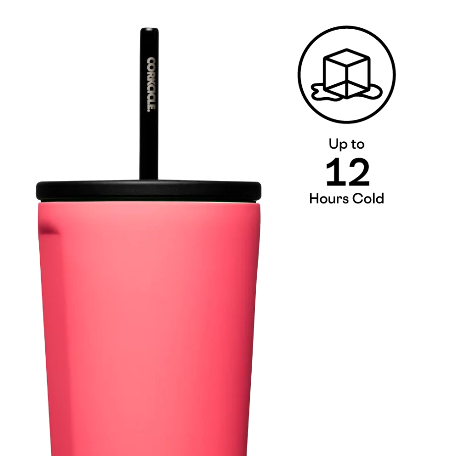 Corkcicle 24 oz Cold Cup Paradise Punch Tumbler with straw