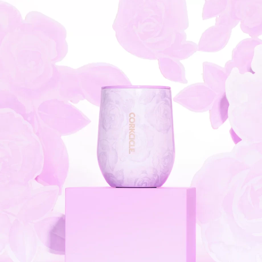 Corkcicle 12 oz Stemless Wine Tumbler Forget Me Not Pink