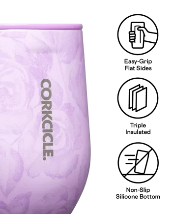 Corkcicle 12 oz Stemless Wine Tumbler Forget Me Not Pink