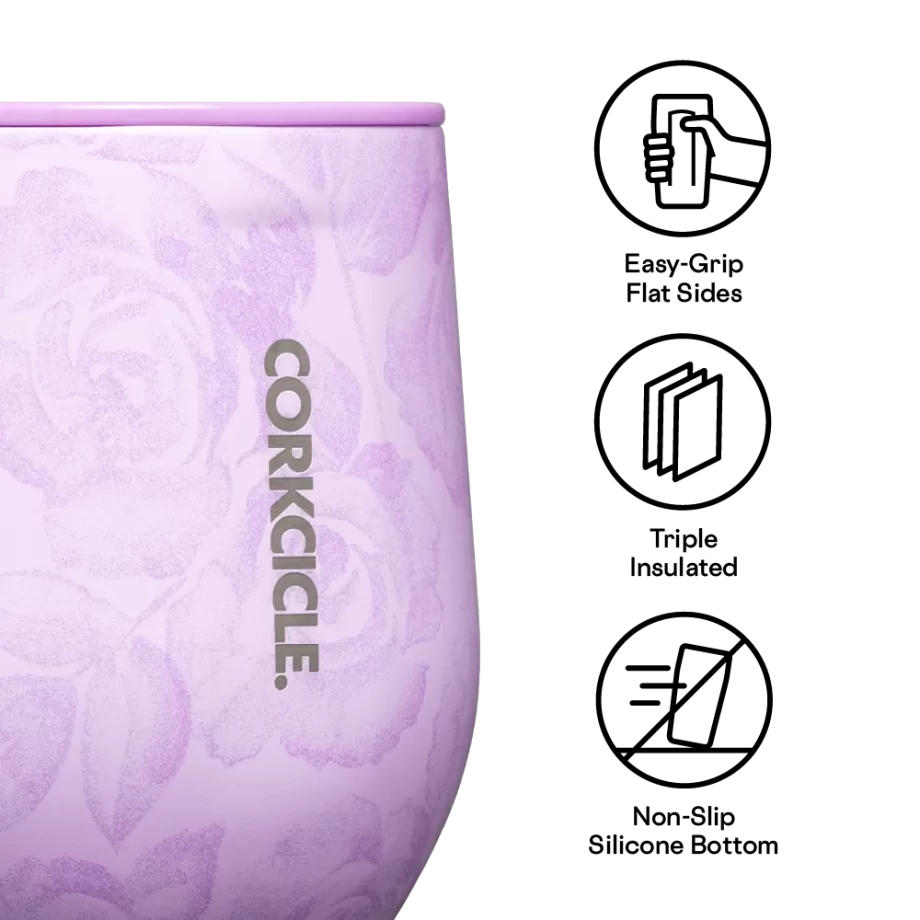 Corkcicle 12 oz Stemless Wine Tumbler Forget Me Not Pink