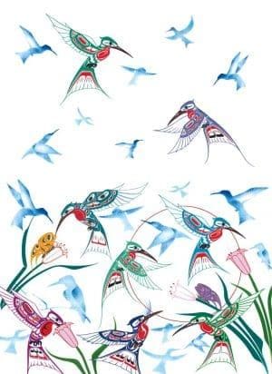 50x70cm Garden of Hummingbirds Microfiber Tea Towel designed by Indigenous Artist Richard Shorty