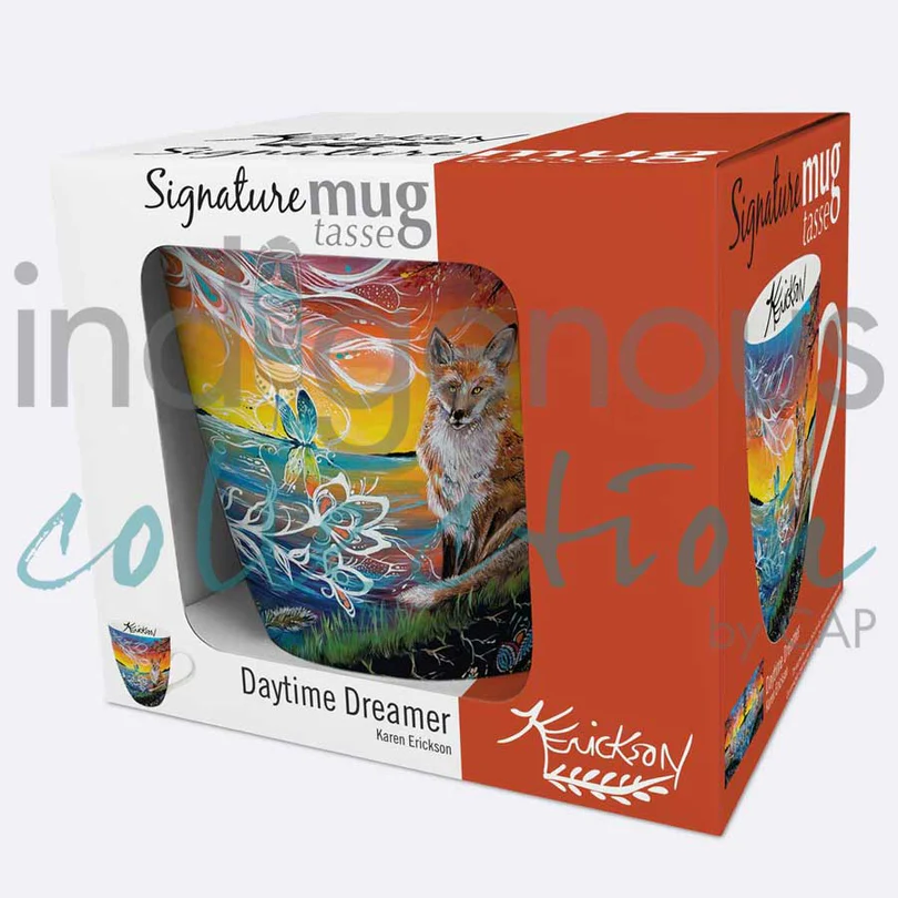 day dreamer (fox) mug box designed by indigenous artist karen erickson