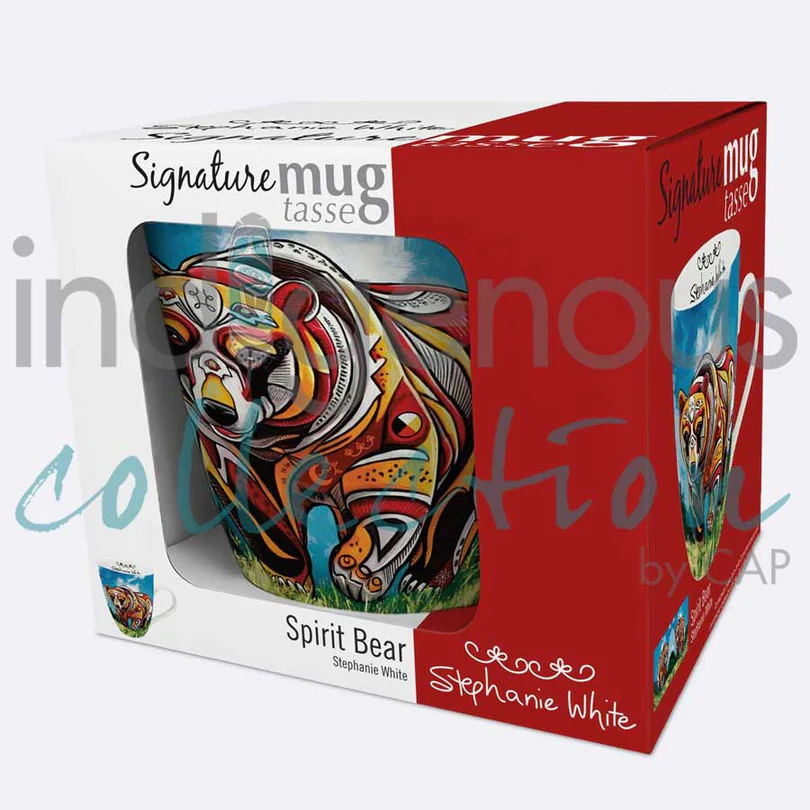 Spirit Bear 18oz mug box designed by indigenous artist stephanie white